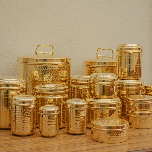Zishta Handcrafted Brass Storage Containers