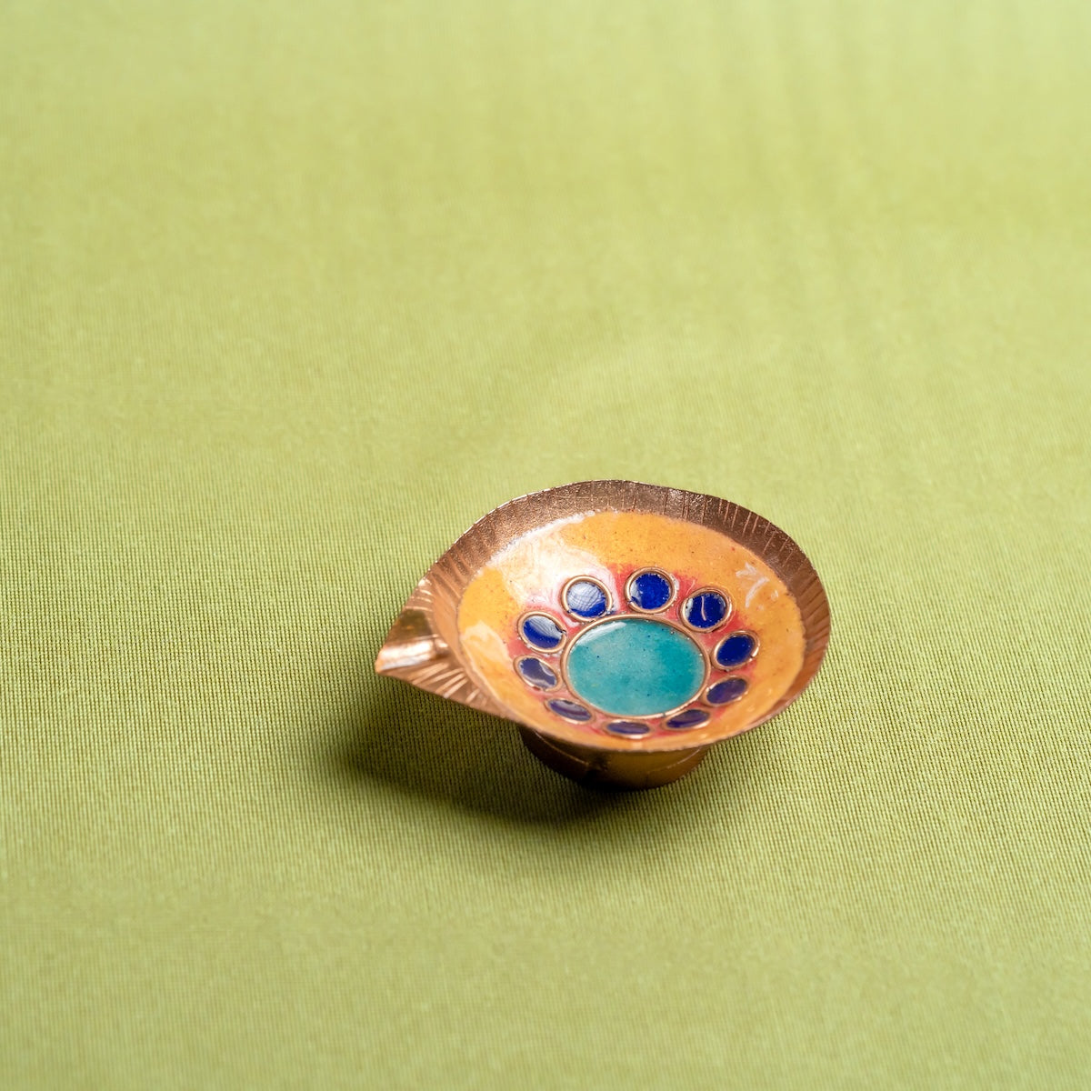 Copper Enamel Diya (Set Of 4)