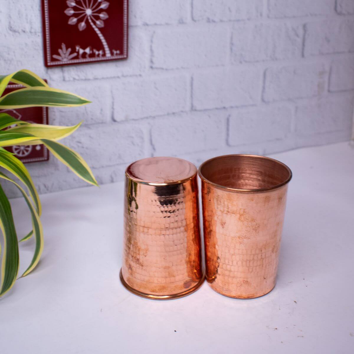 Copper Water Tumbler Glass-Set of 2-2-Zishta Serveware