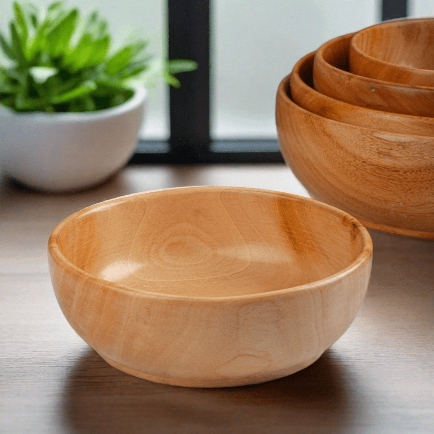 Eco Friendly Neem Wood Serving Bowl Traditional Serveware Zishta