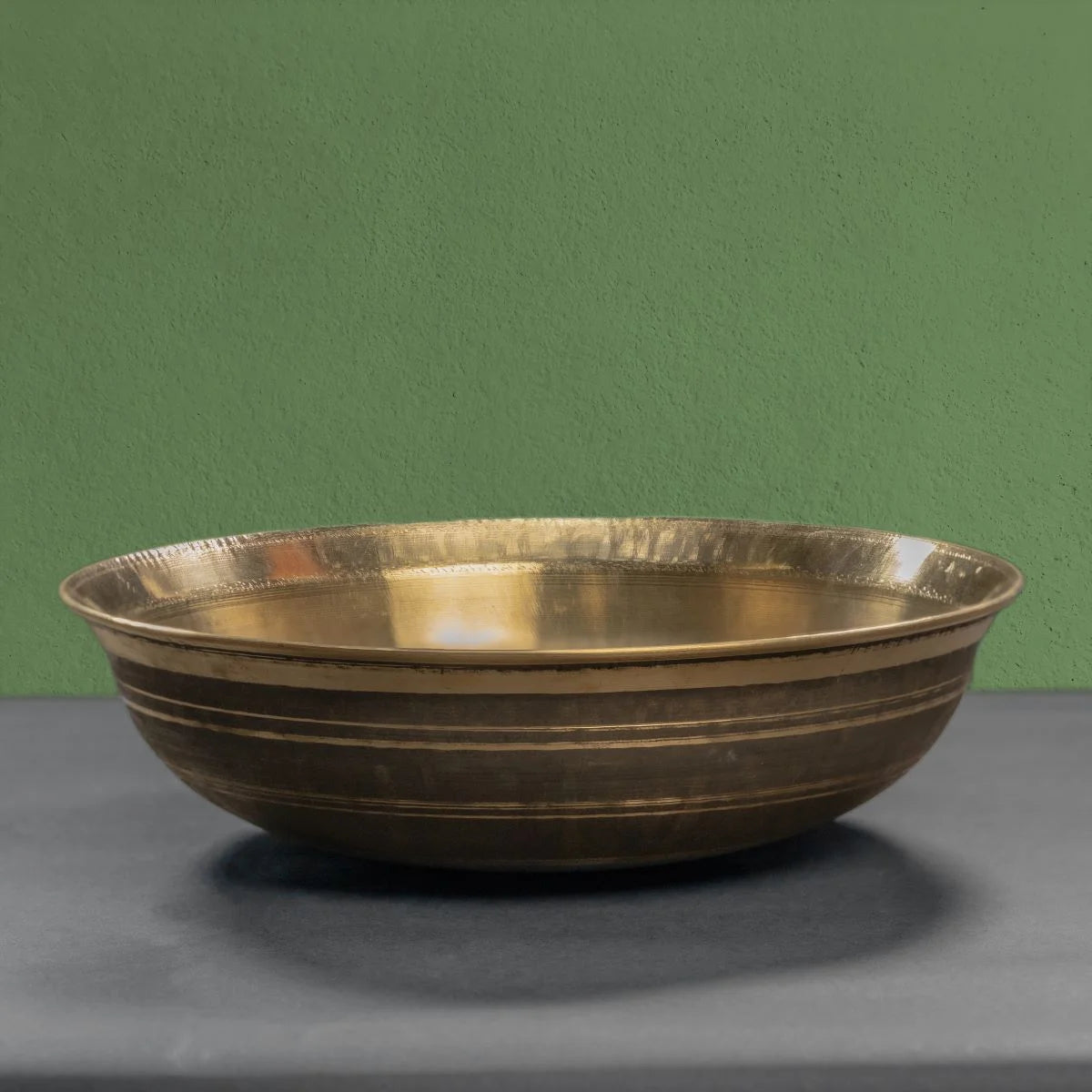 Brass Basin Paraat Side View-Zishta Traditional Kitchen Accessories