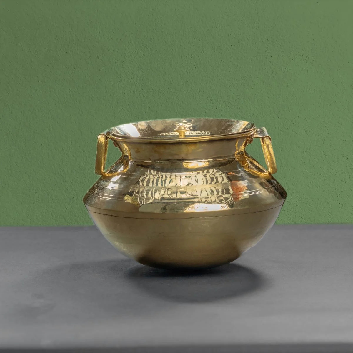 Brass Biryani Handi with Lid Side View-Zishta Traditional Cookware