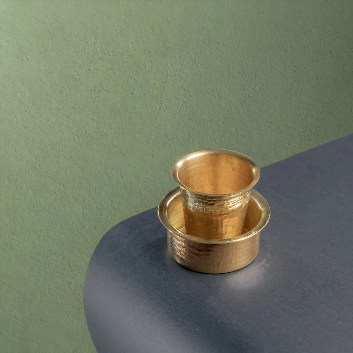 Brass Davara Tumbler Top View-Zishta Traditional Serveware