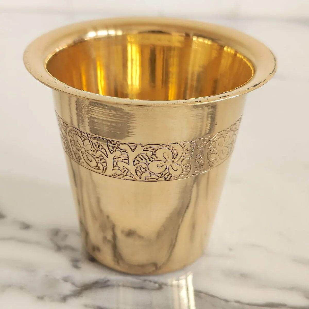 Brass Etched Tea Glass-1-Zishta Table and Dining