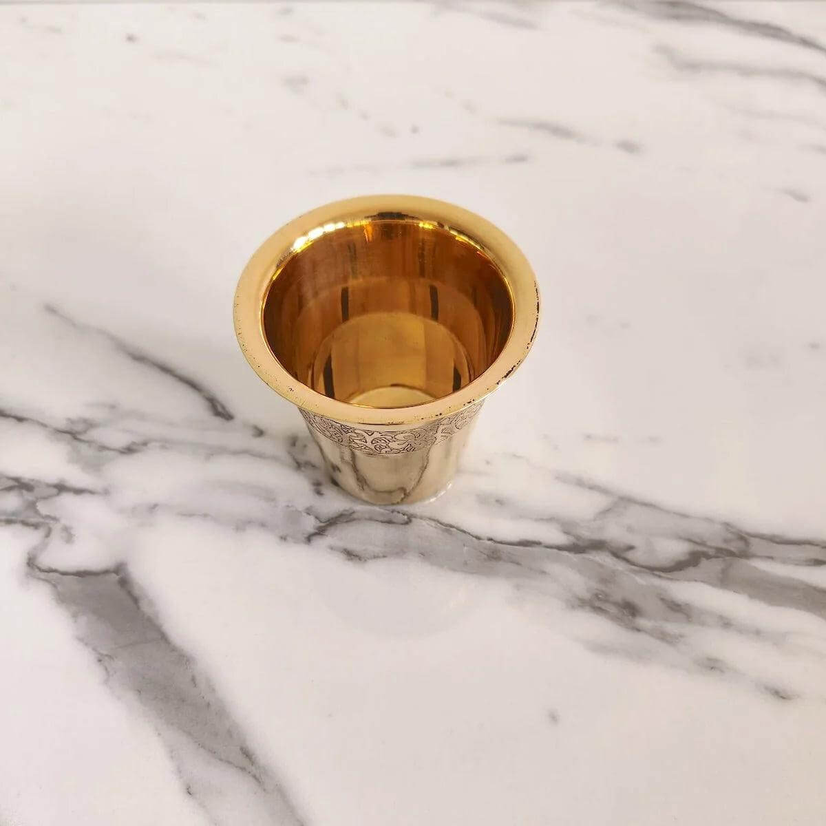Brass Etched Tea Glass-2-Zishta Table And Dining