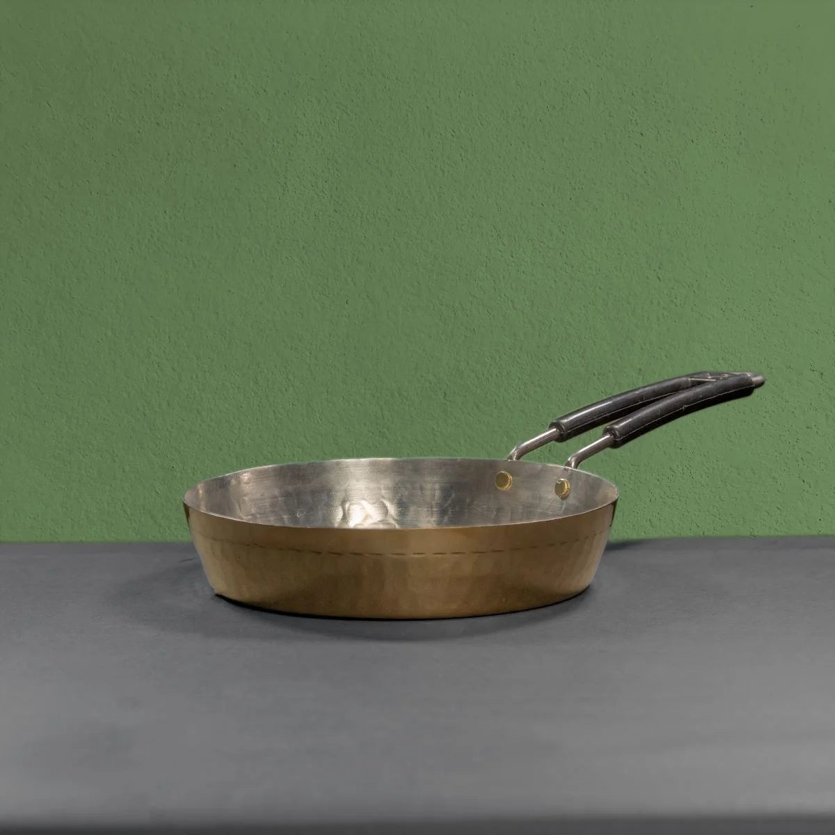 Brass Fry Pan Side View-Zishta Traditional Cookware