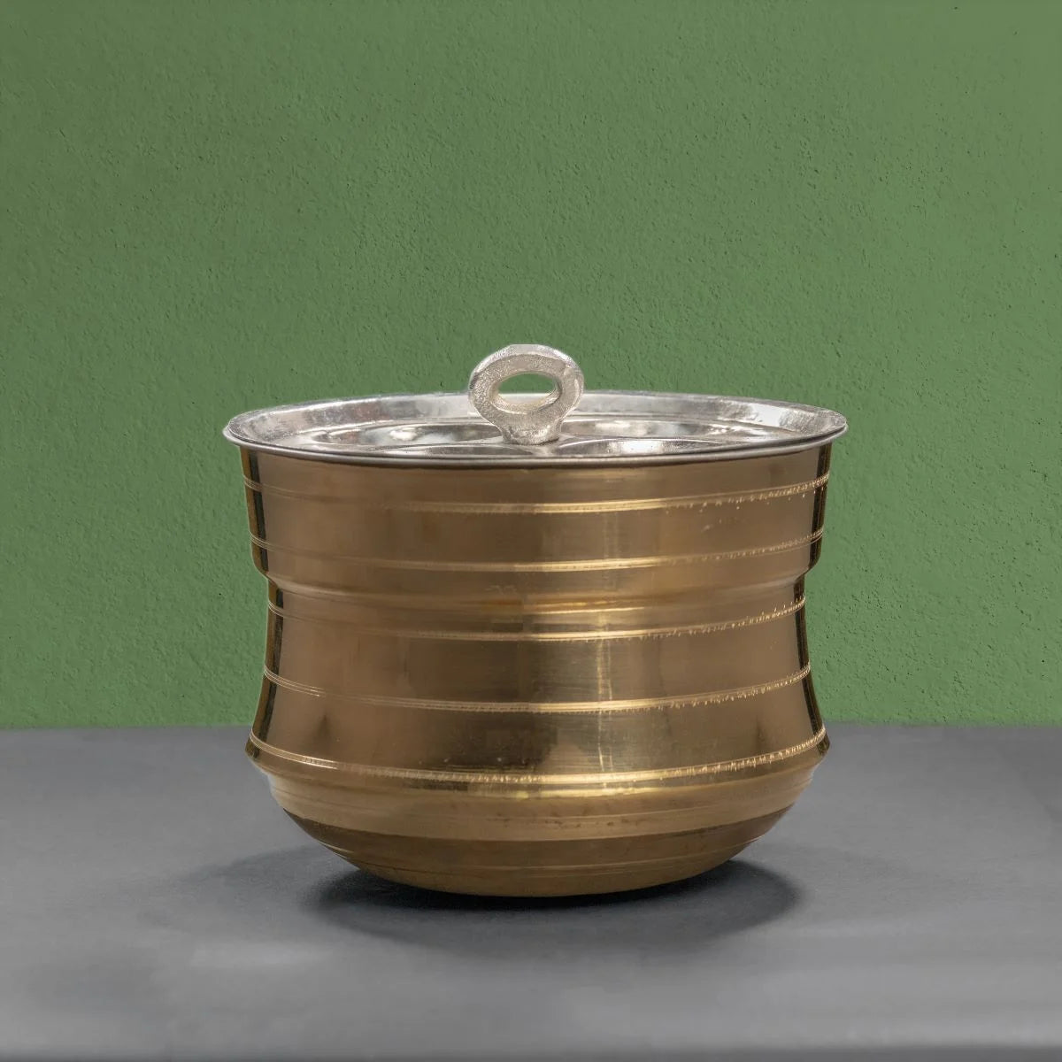 Brass Idli Pathram Steamer with Idli Plates Side View-Zishta Traditional Cookware