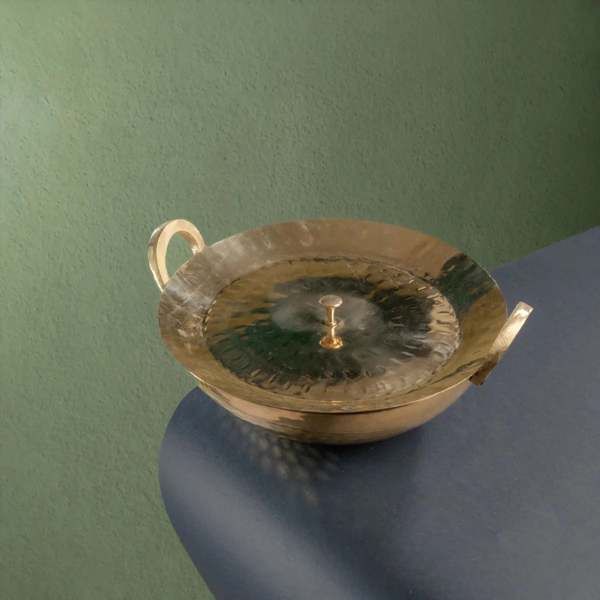 Brass Kadai with Lid Top View-Zishta Traditional Cookware