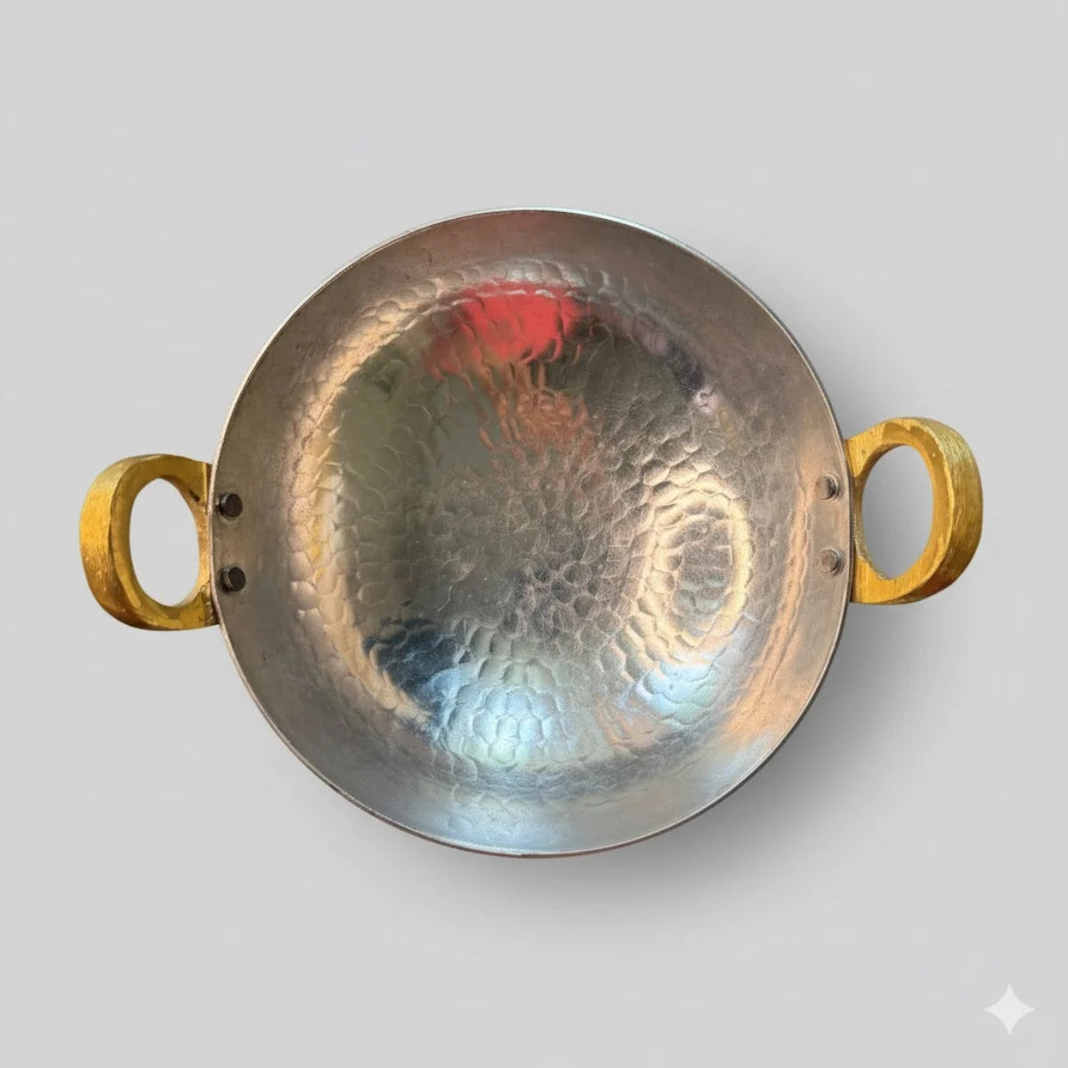 Small Brass Kadai without Lid Top View-Zishta Traditional Cookware