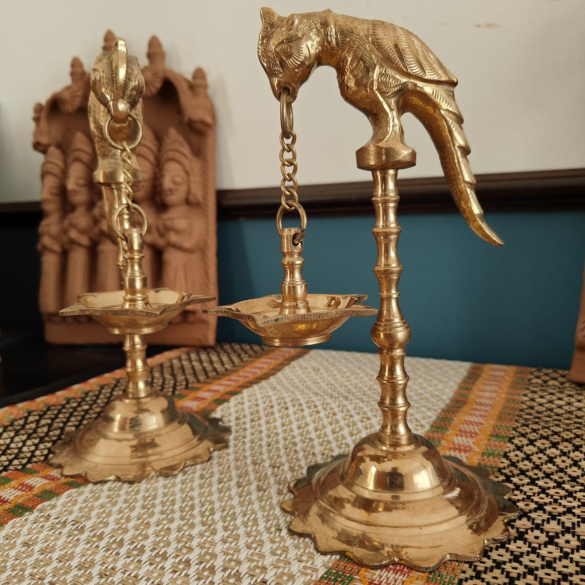 Brass Kili Vilakku Brass Lamps-Zishta Traditional Home Decor
