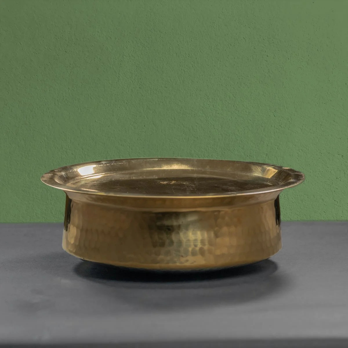 Brass Lagaan with Lid Side View-Zishta Traditional Cookware