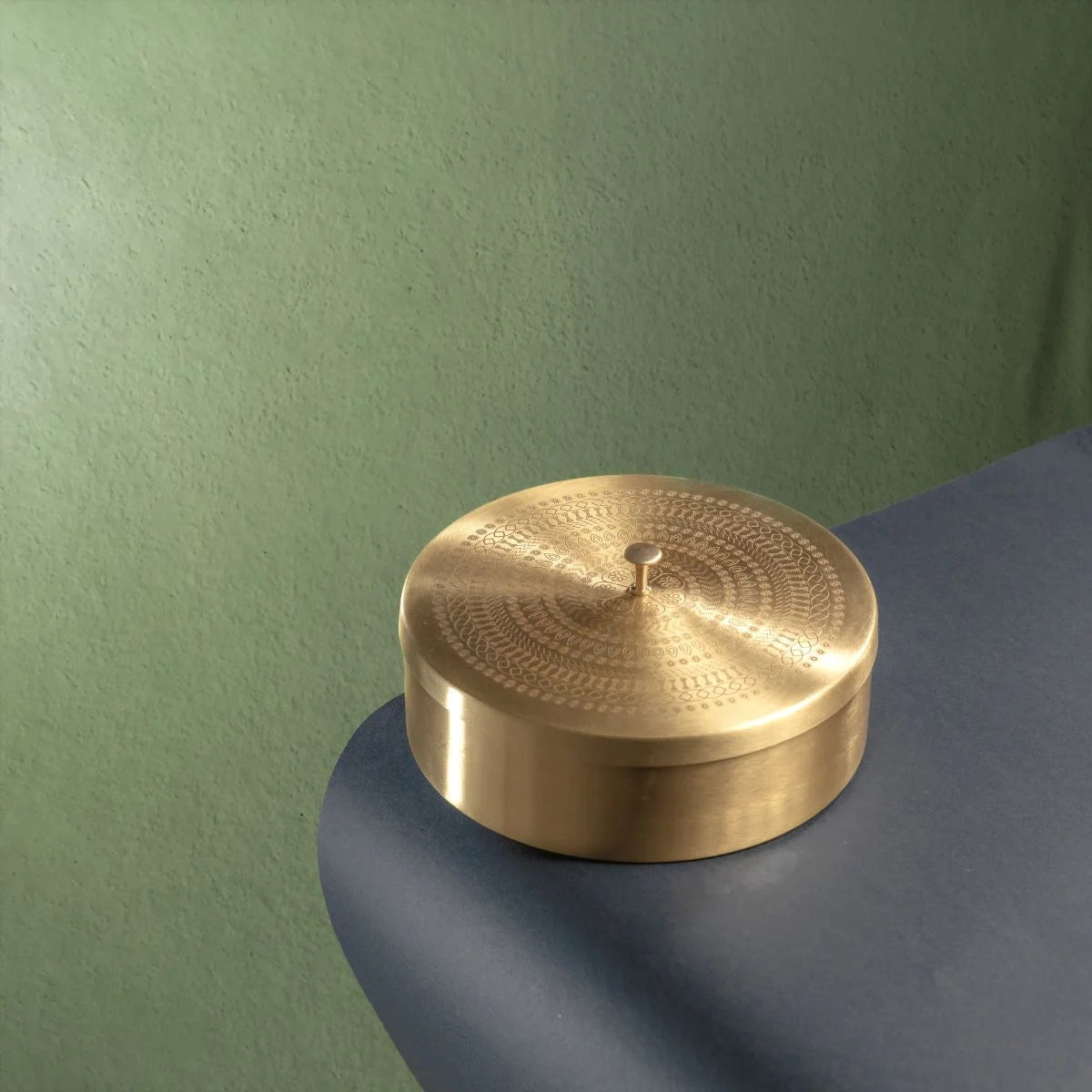 Brass Mandala Art Roti Box Top View-Zishta Traditional Kitchen Storage Containers