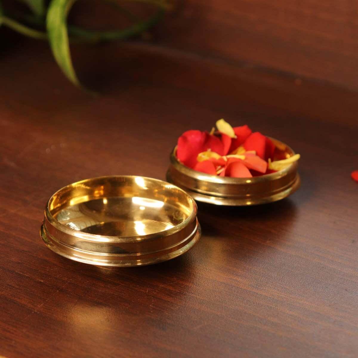 Brass Mini Decor Uruli Set Of 4-4-Zishta Traditional Navratri Diwali Gifts