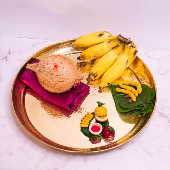 Traditional Multi-purpose Brass Plate-Zishta Pooja Essentials