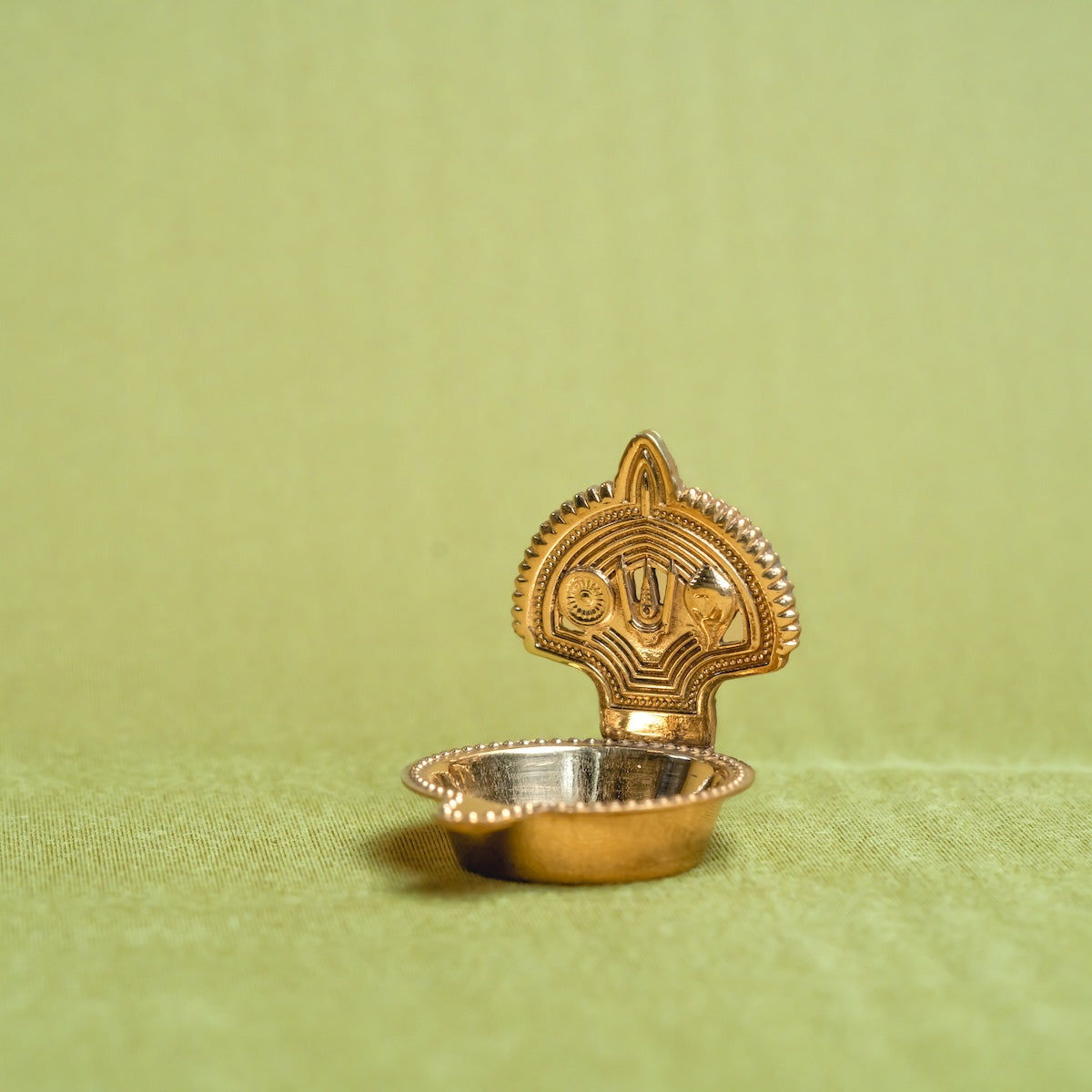 Brass Shank Chakra Tilak Namah Diya Oil Lamp-Zishta Traditional Decor-Navratri Gifting