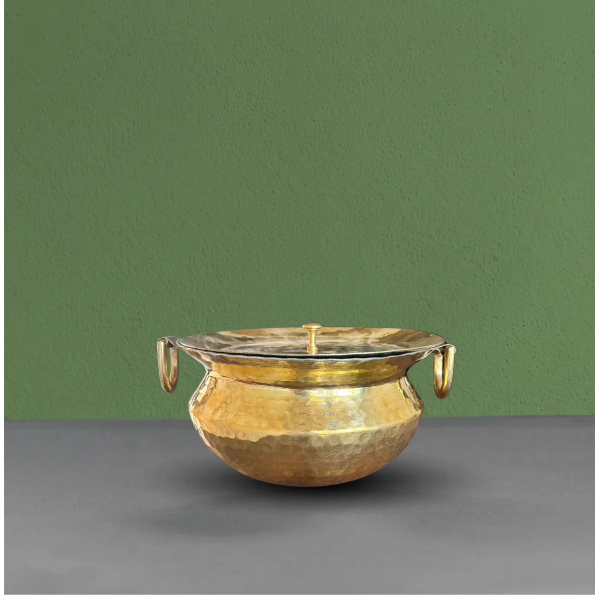 Brass Sipri with Lid Side View-Zishta Traditional Cookware