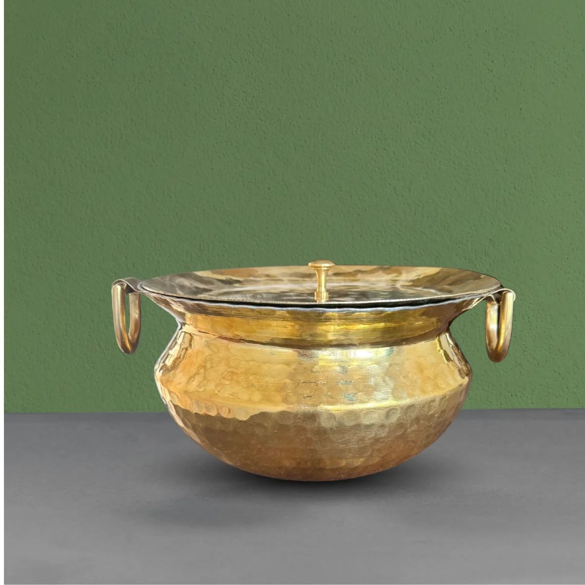 Brass Sipri with Lid Side View-Zishta Traditional Cookware