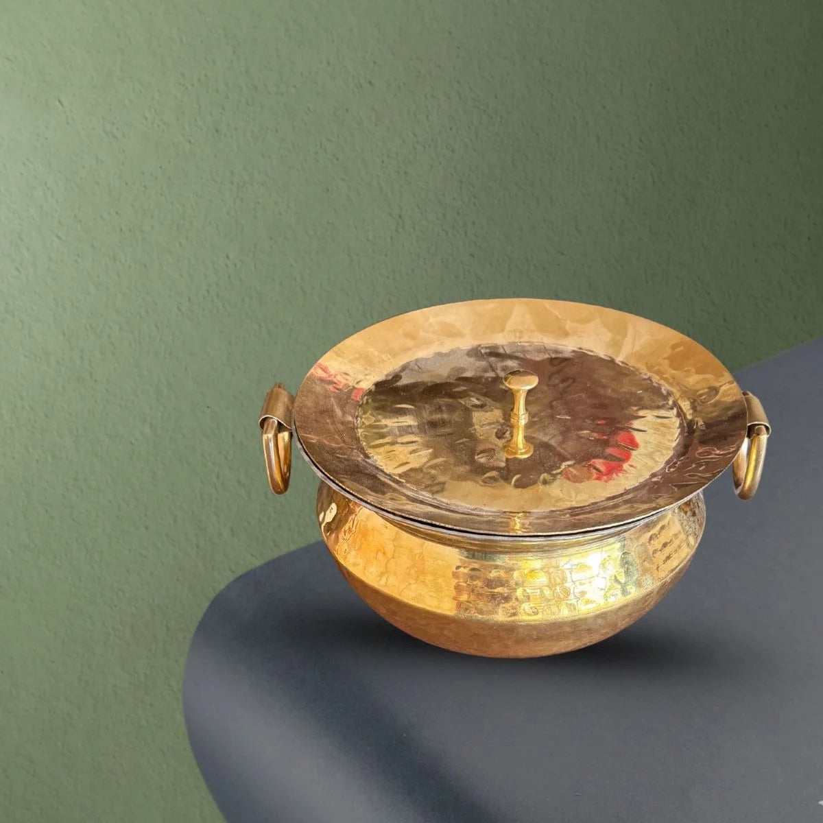 Brass Sipri with Lid Top View-Zishta Traditional Cookware