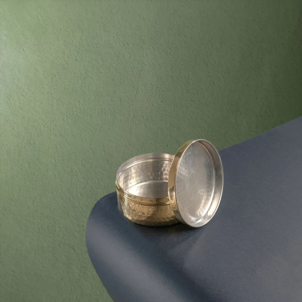 Brass Storage Dabba Hammered with Lid-Zishta Traditional Food Storage Containers
