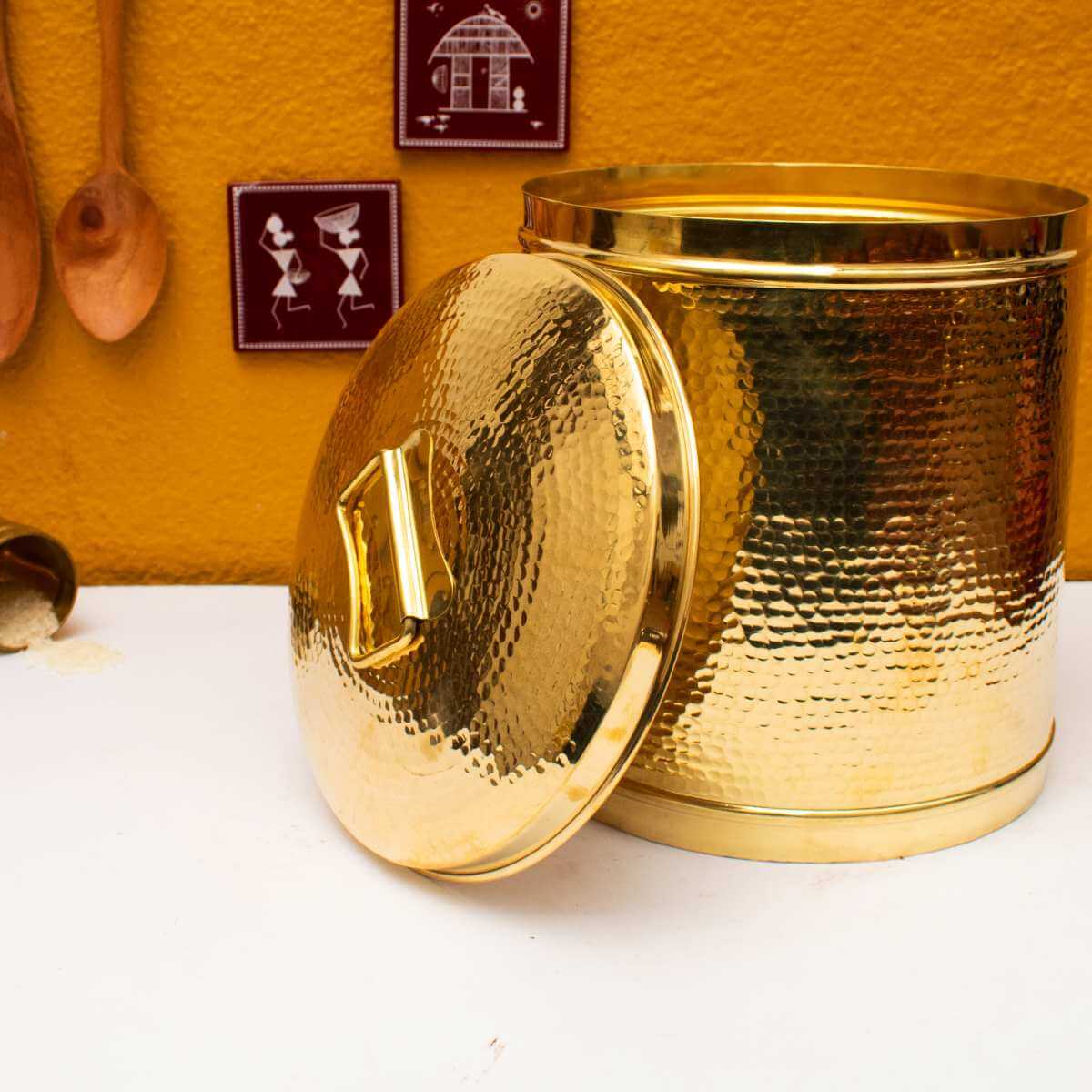 Brass Storage Pawali-Drum -1-Zishta Kitchen Storage Containers
