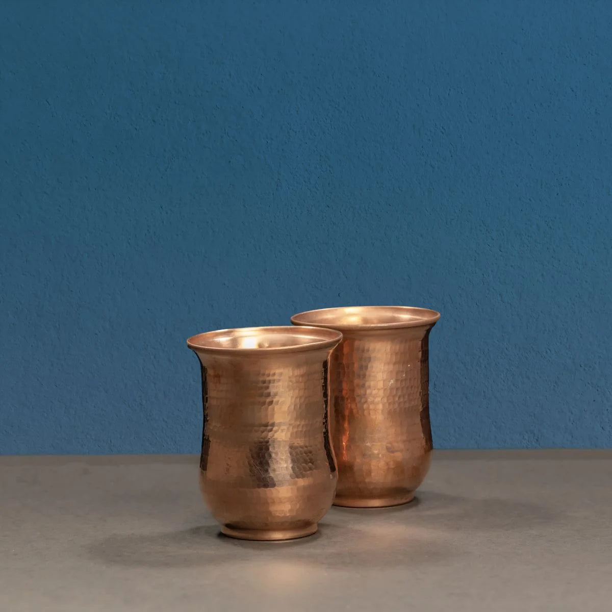 Two Copper Curved Water Glasses-Zishta Traditional Serveware
