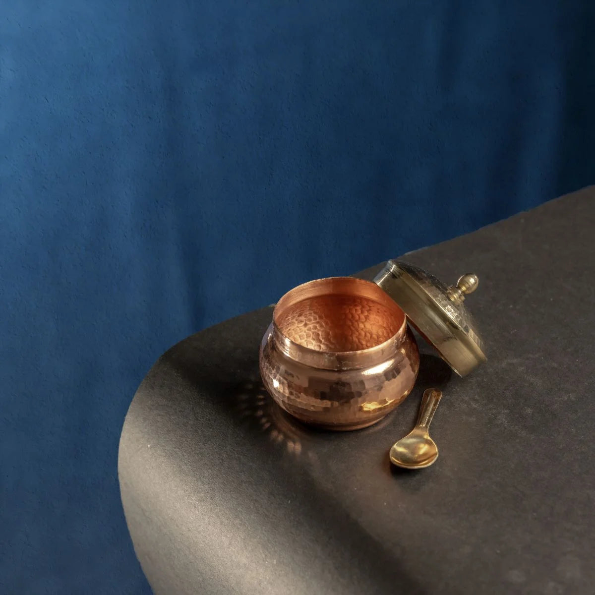 Copper Mukhwas Dabba Top View-Zishta Traditional Kitchen Food Storage Containers