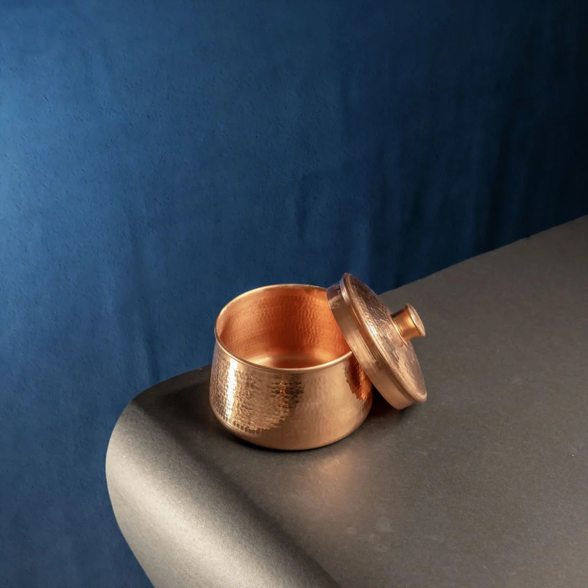 Copper Storage Container Top View-Zishta Traditional Kitchen Food Storage Containers