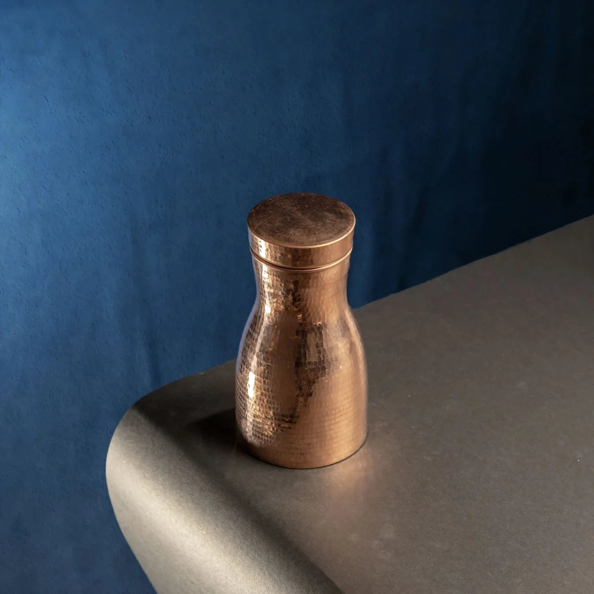 Copper Water Carafe with Lid Top View-Zishta Traditional Serveware