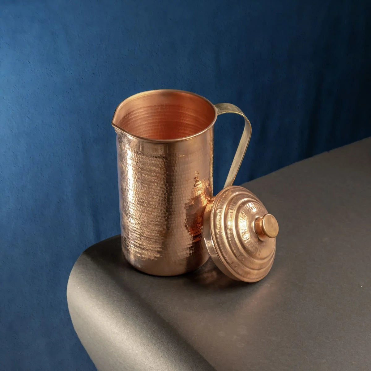 Copper Water Jug Top View-Zishta Traditional Serveware