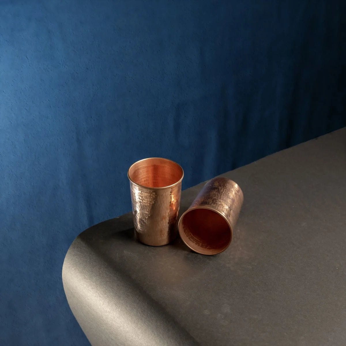 Copper Water Tumbler Glass Set of 2 Top View-Zishta Traditional Serveware