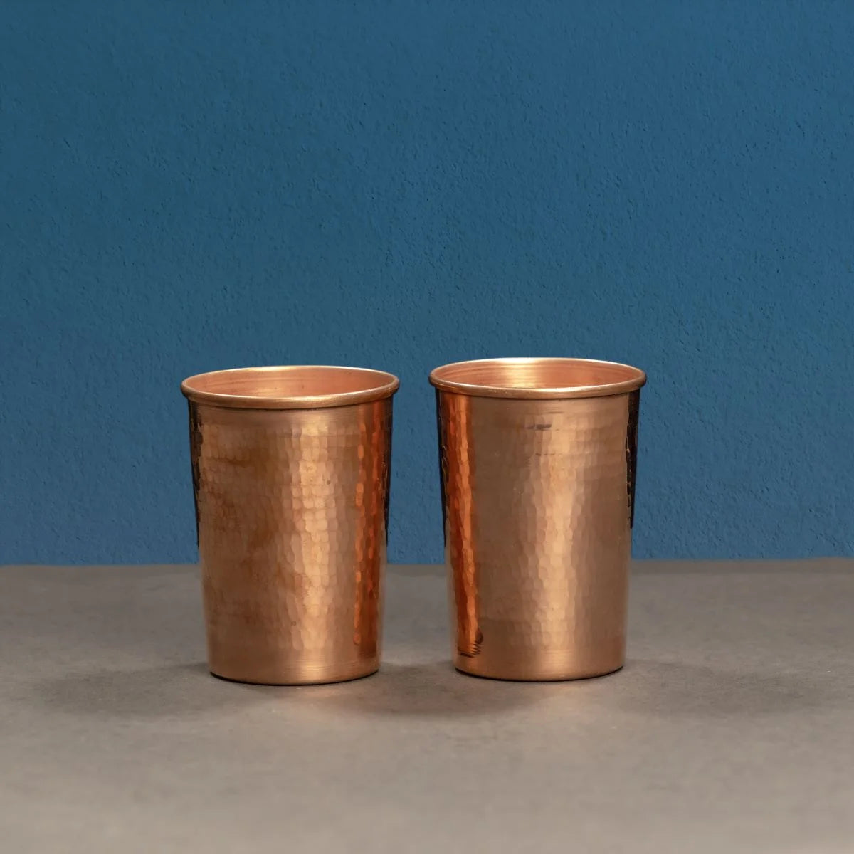 Copper Water Tumbler Glass Set of 2-Zishta Traditional Serveware