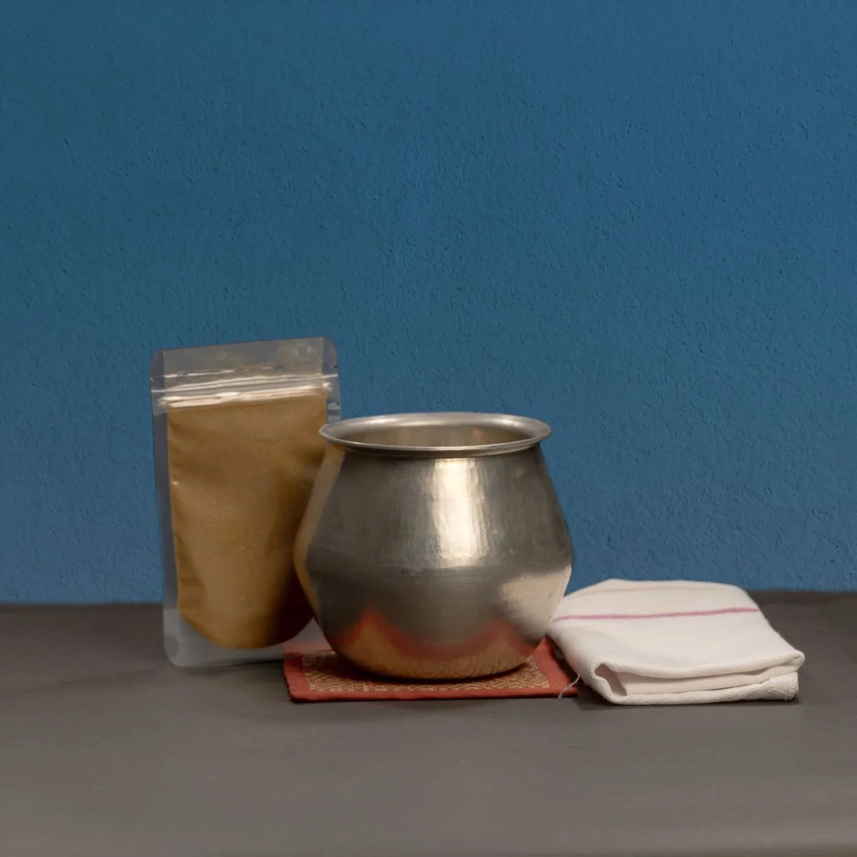 Eeya Chombu-Tin Vessel Mambazham Shape with Rasam Starter Kit-Zishta Traditional Cookware