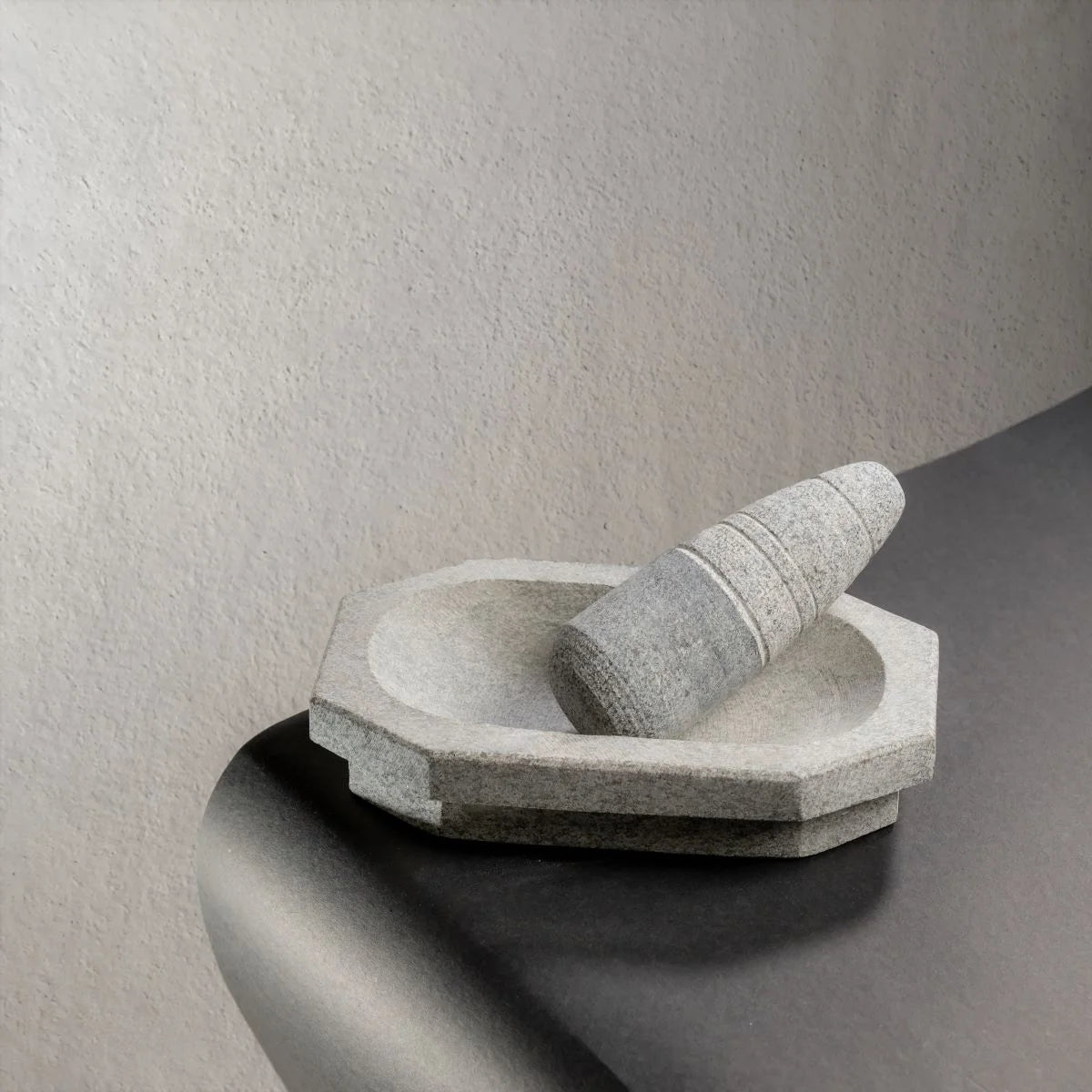 Granite Mortar and Pestle Top View-Zishta Traditional Kitchen Accessories