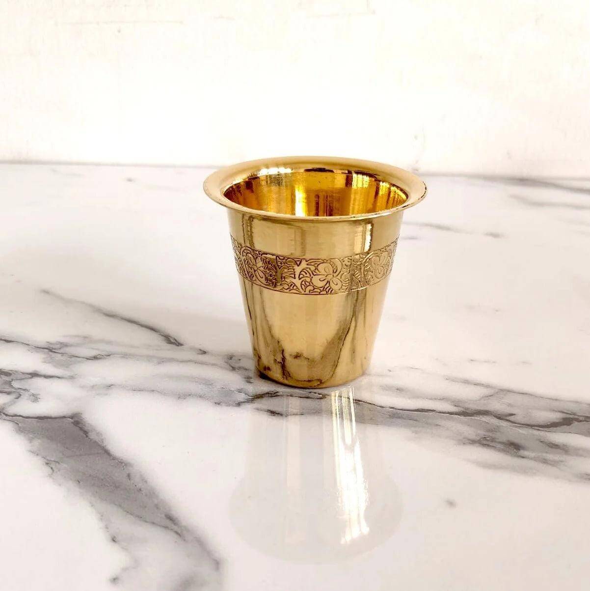 Handcrafted Brass Etched Tea Glass-Zishta Table And Dining