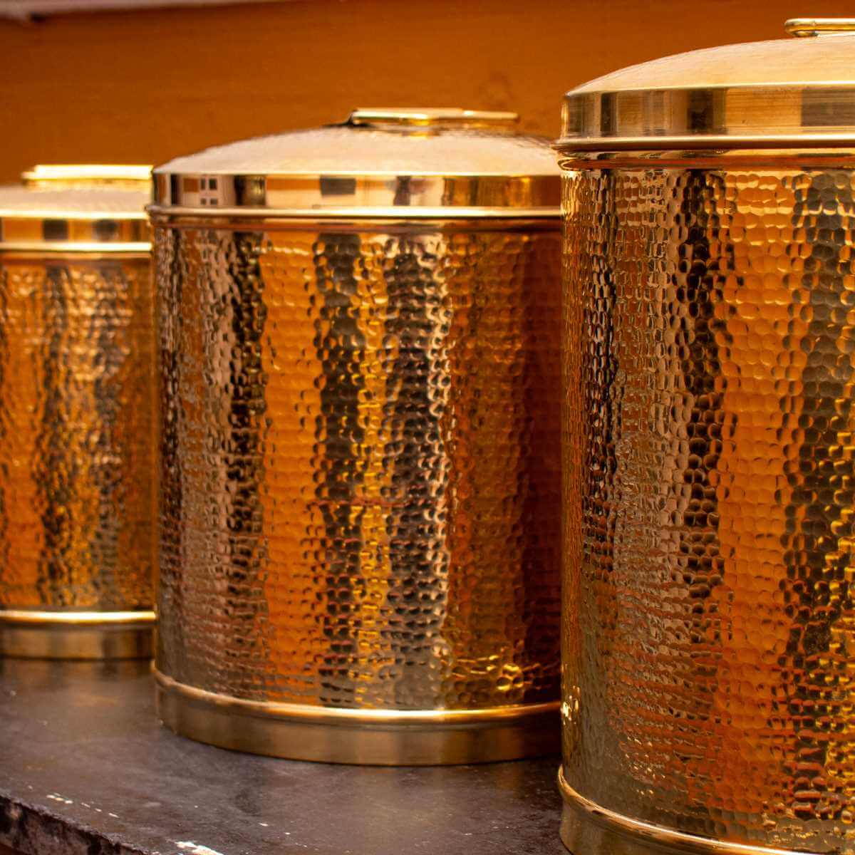 Handcrafted Brass Storage Pawali Drum-Zishta Kitchen Storage Containers