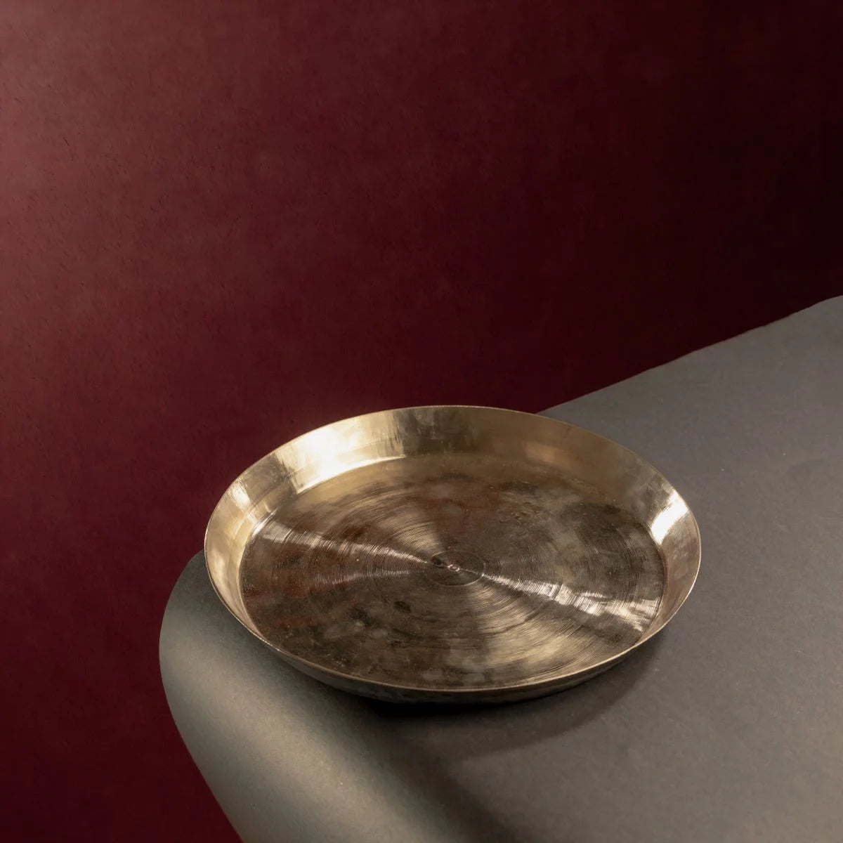 Kansa Thali-Bronze Dinner Plate Top View-Zishta Traditional Dinnerware