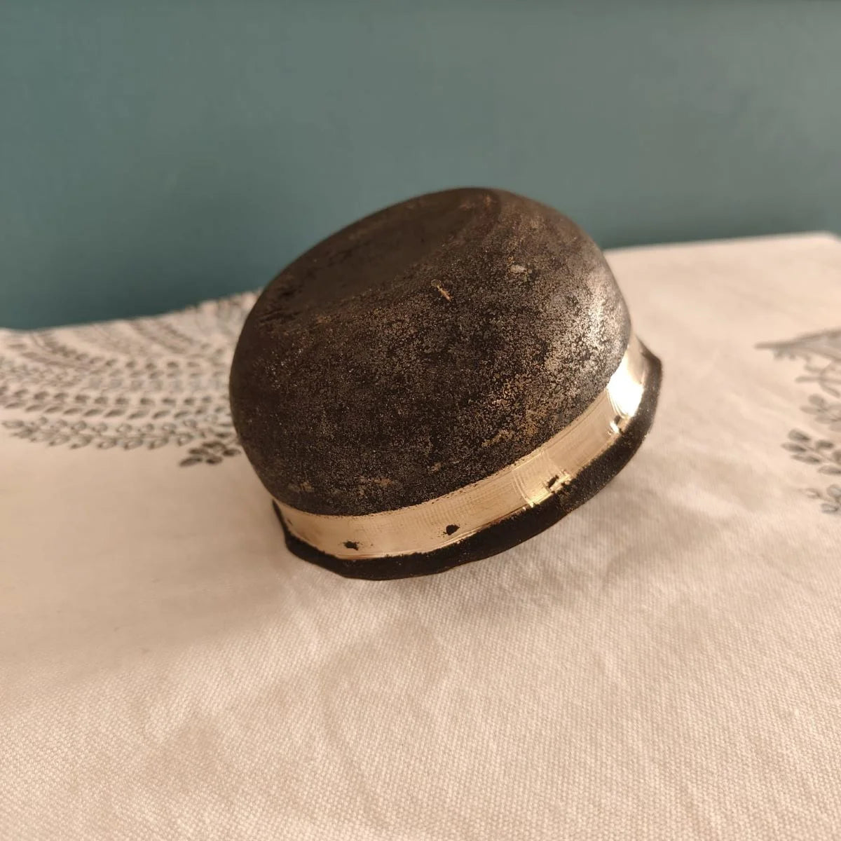 Kansa Bronze Serving Bowl Petal Shape Charcoal Finish Bottom-Zishta Traditional Serveware