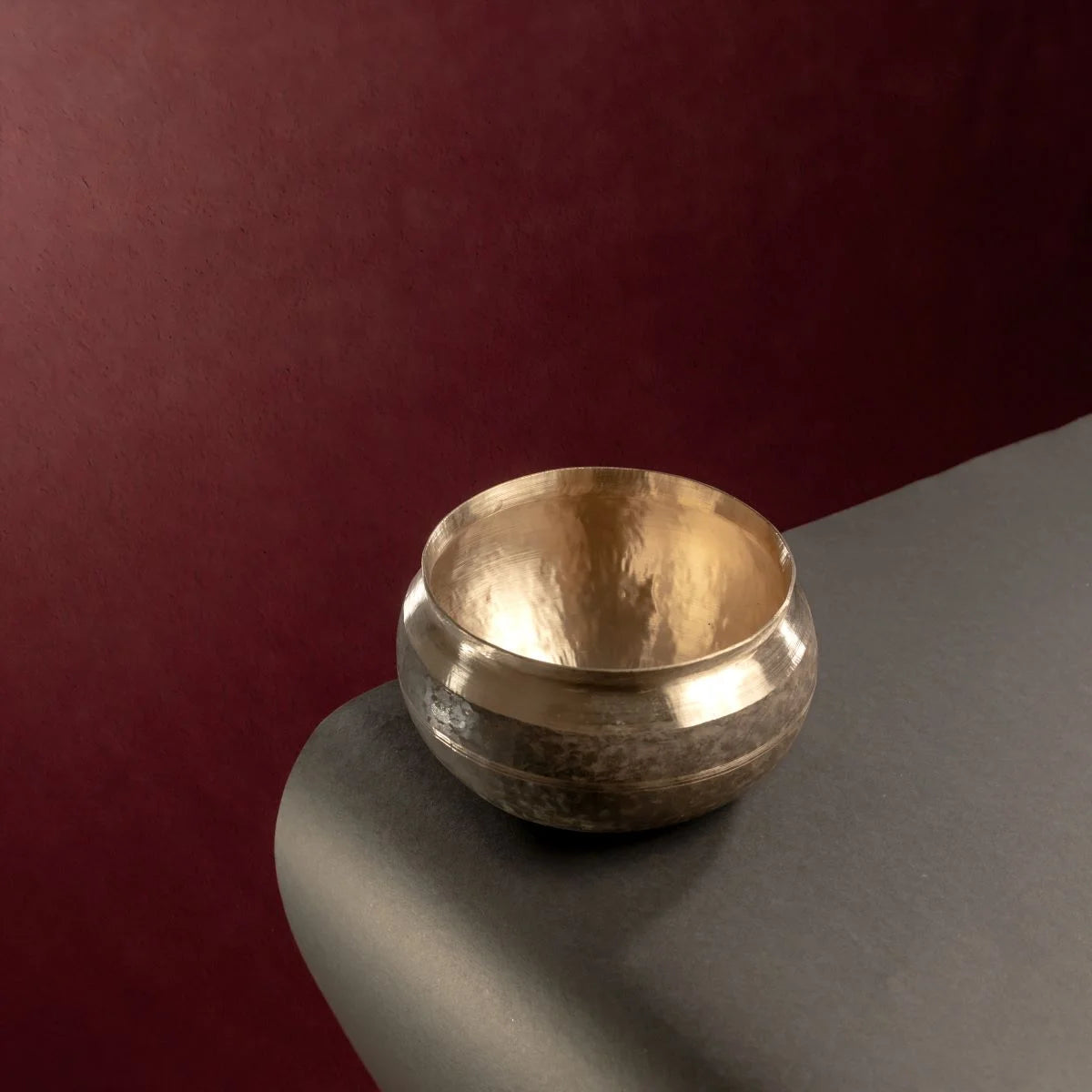 Kansa Serving Bowl Top View-Zishta Traditional Bronze Serveware