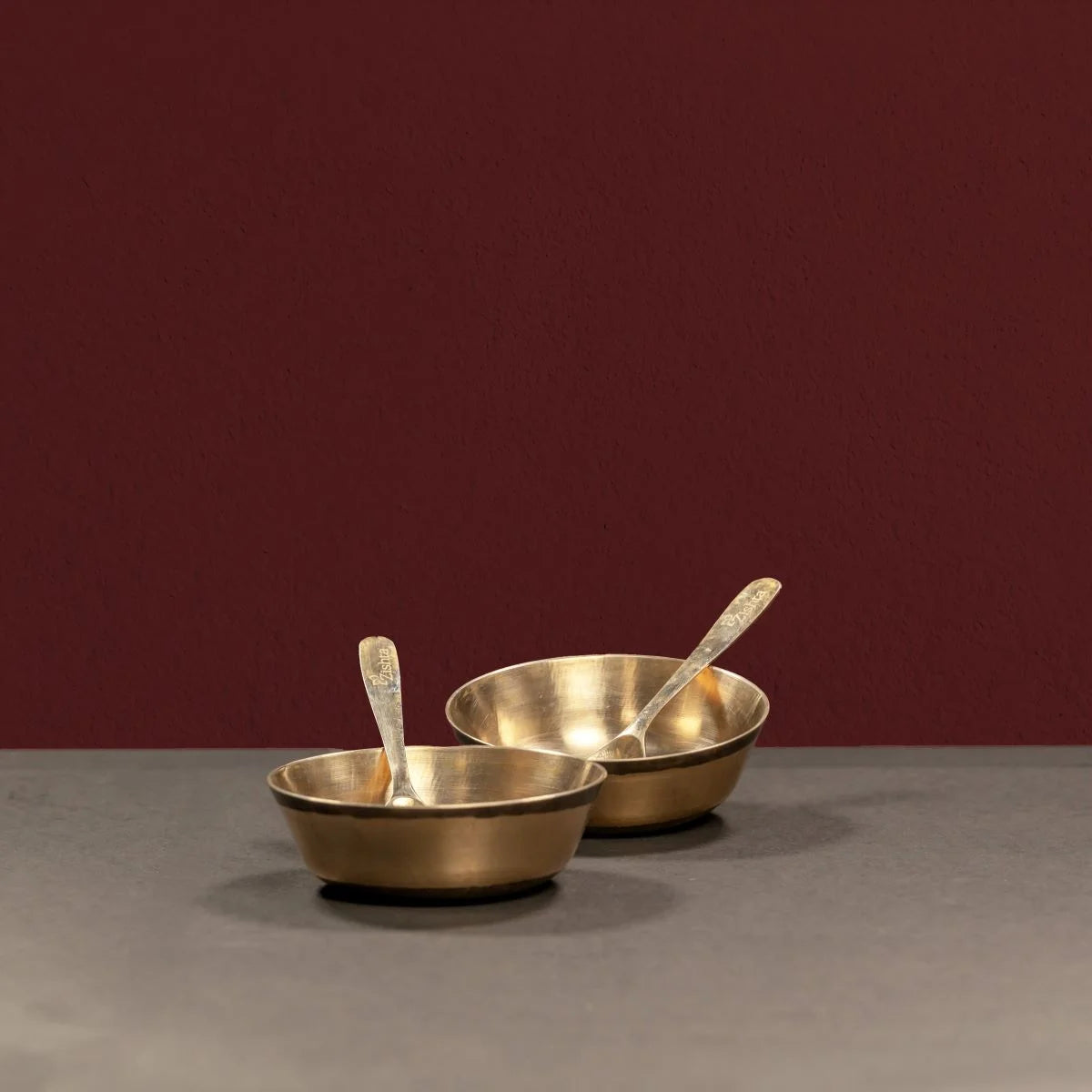 Kansa Dessert Bowls with Spoons-Zishta Traditional Bronze Serveware