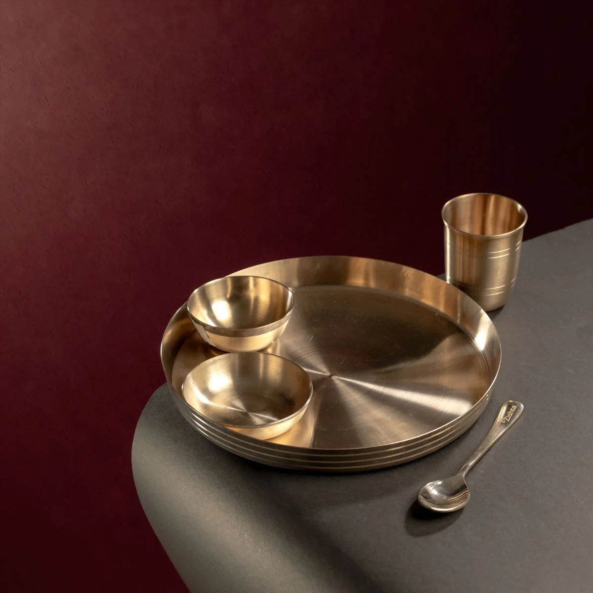 Kansa Thali Set Gujarat-Zishta Traditional Bronze Serveware