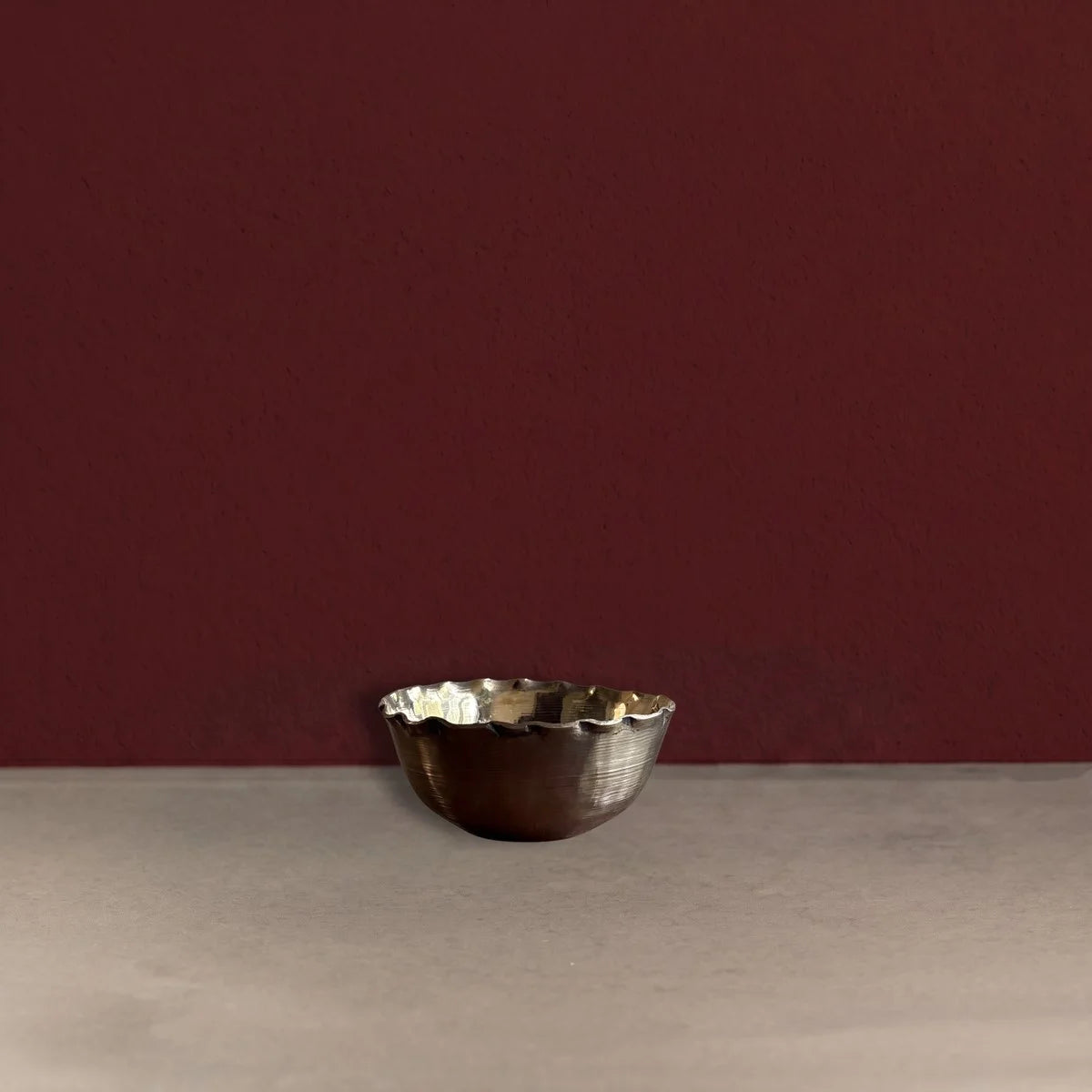 Handcrafted Kansa Katori Lehri- Kansa Serving Bowl from West Bengal Side View-Zishta Traditional Dinnerware