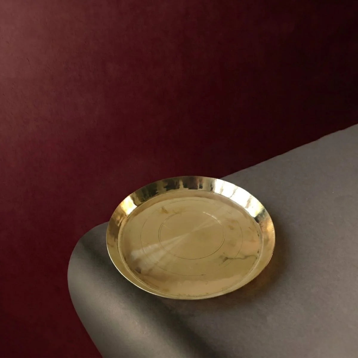 Kansa Thali Mridu. Handcrafted Dinner Plate Top View-Zishta Traditional Dinnerware