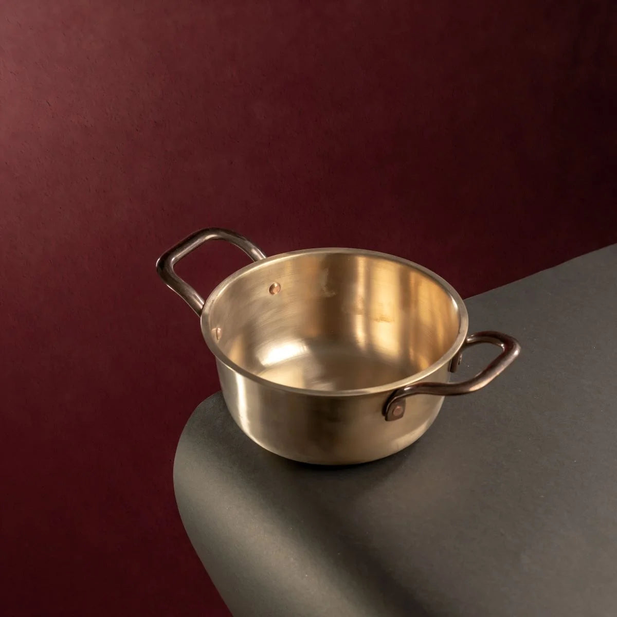 Kansa Tulsi Casserole Cooking Pot Top View-Zishta Traditional Bronze Cookware