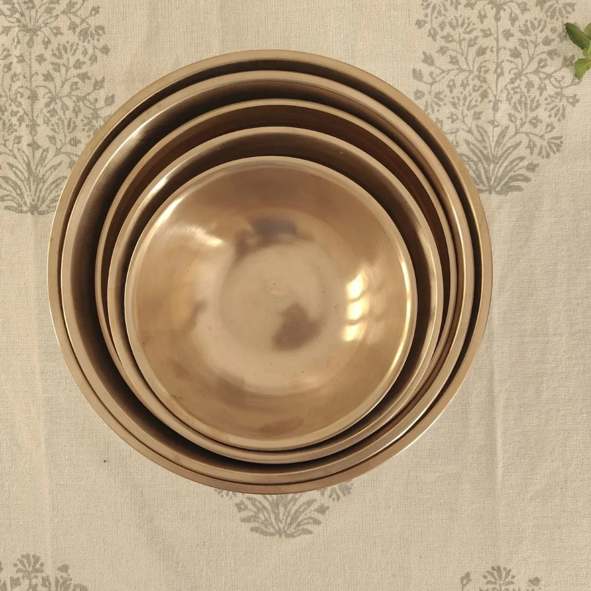 Stacked Tulsi Kansa Cookware Tasla Kadai without handle-Zishta Traditional Bronze Cookware