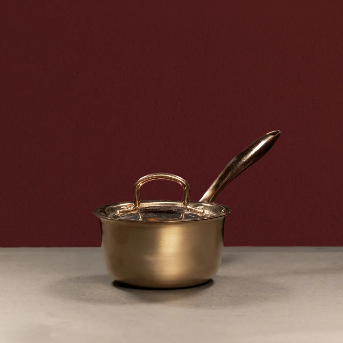 Kansa Tulsi Saucepan-Milk Pan with Lid Side View-Zishta Traditional Cookware