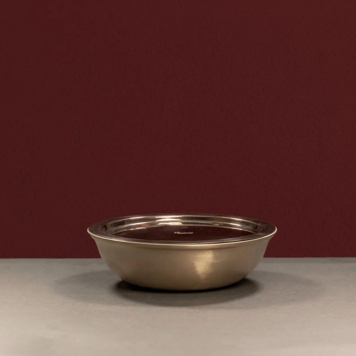 Kansa Tulsi Tasla with Lid Side View-Zishta Traditional Bronze Cookware