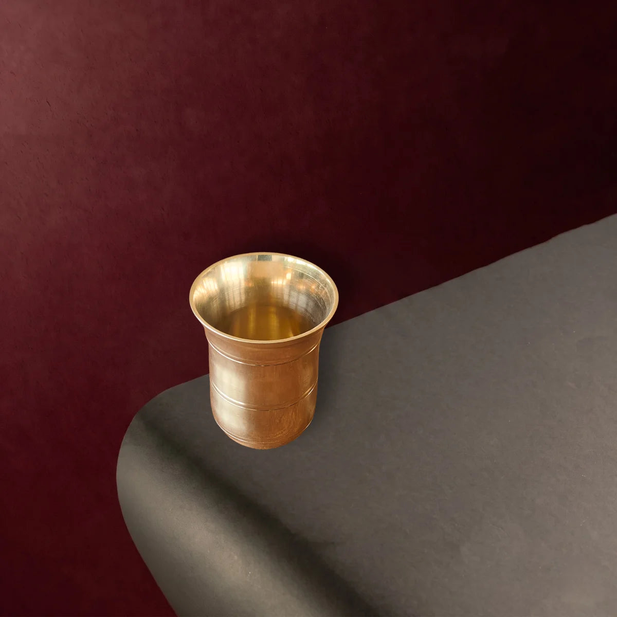 Kansa Tumbler Mridu. Handcrafted Kansa Glass from West Bengal Top View-ZIshta Traditional Drinkware