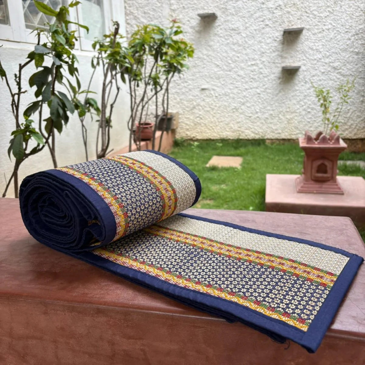 Small Madurkathi Floor Mats Blue. ZIshta Traditional Home Decor.