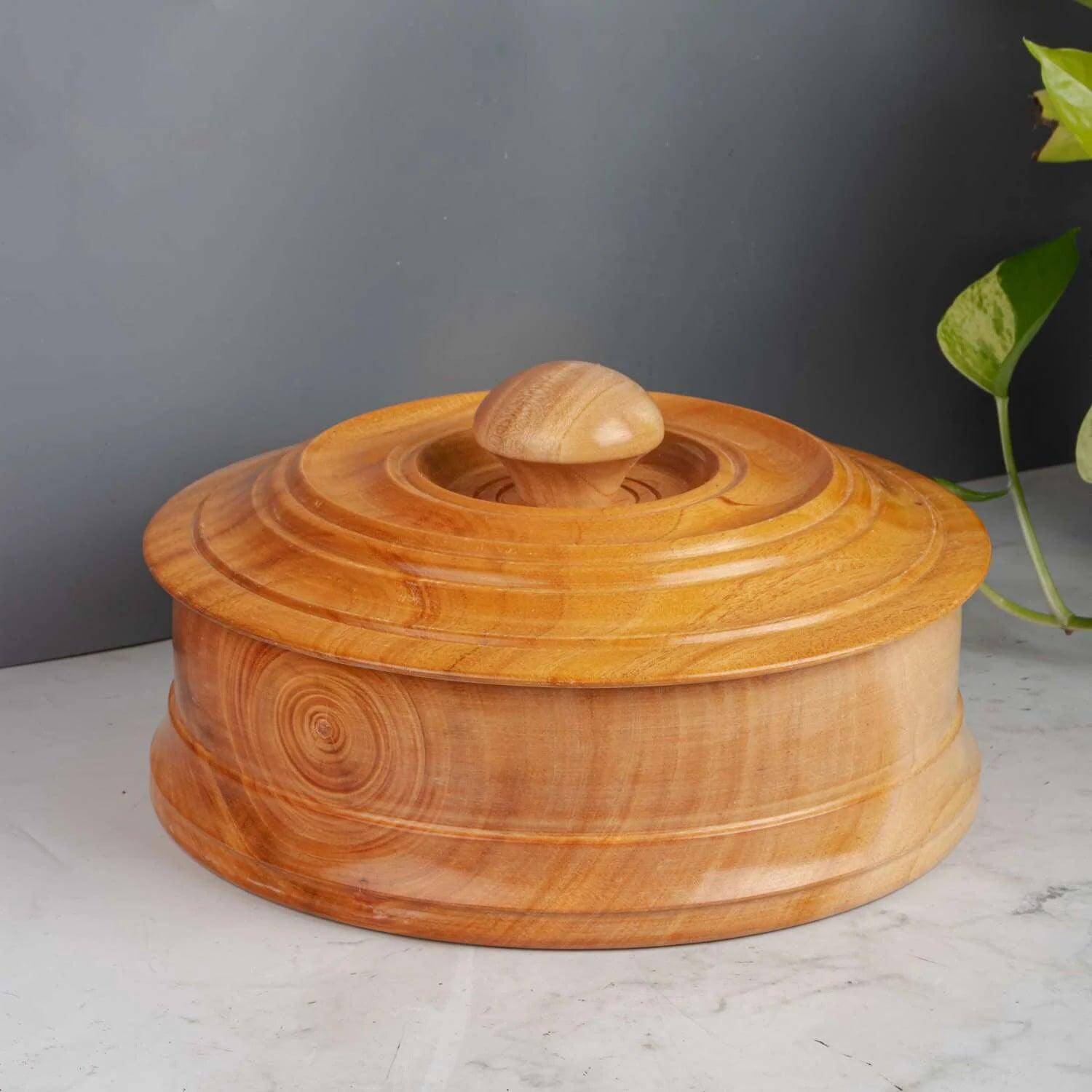 Neem Wood Roti Box-Zishta Food Storage Containers
