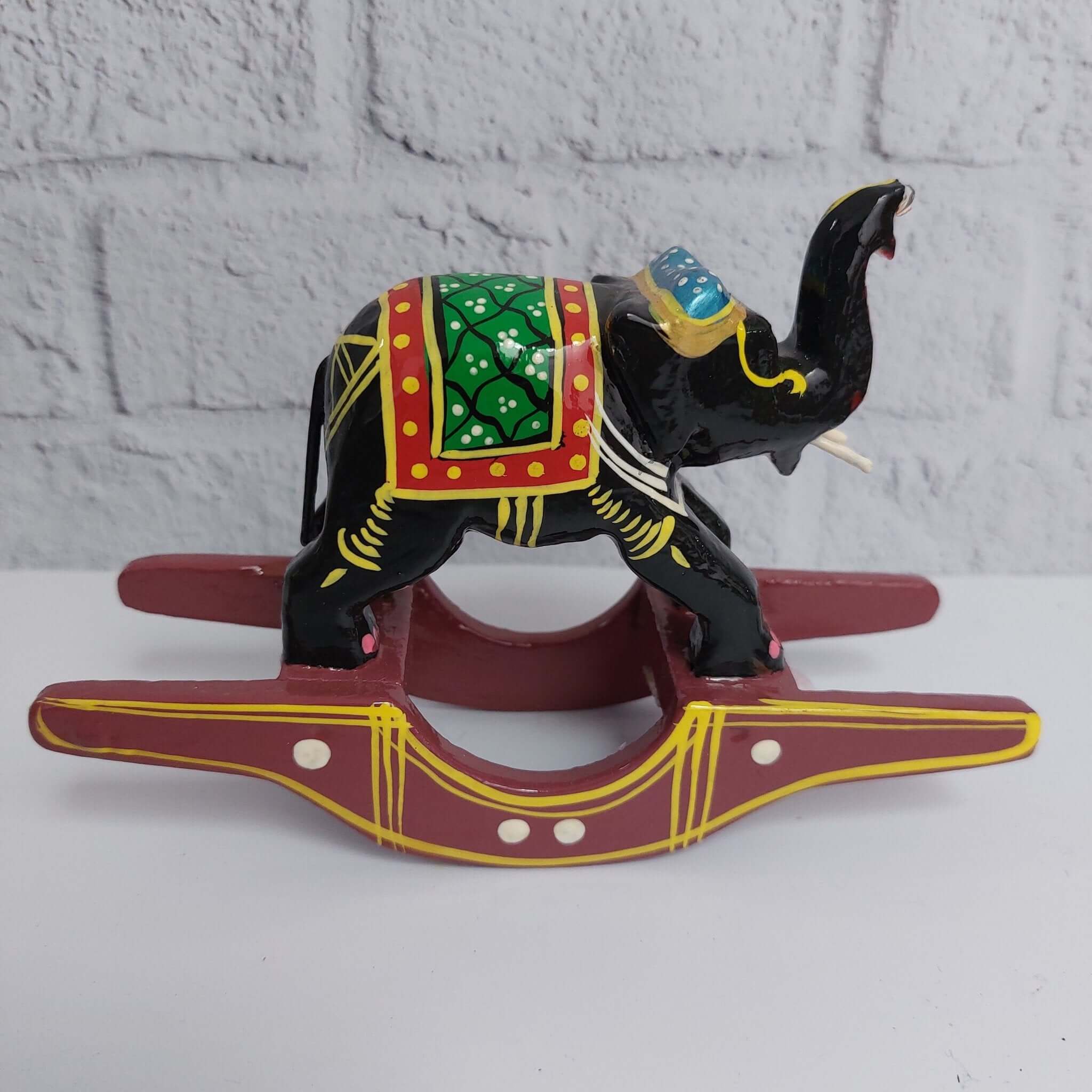 Varanasi Seesaw Elephant Black-Zishta Traditional Home Décor Toys